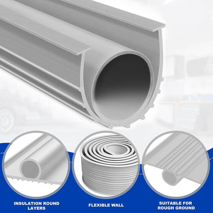 DGSL Garage Door Seals Bottom Rubber，Weather Stripping Sealing Strip Replacement,Universal Weatherproof Threshold Buffering (Grey, 16 Ft)