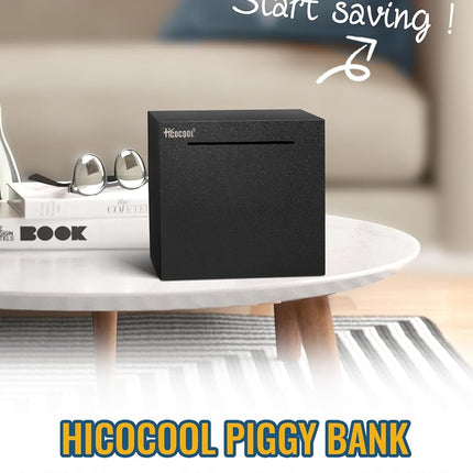 Hicocool Stainless Steel Piggy Bank for Adults Must Break Open, Black 4.72"