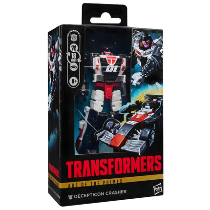 Transformers Age of The Primes Deluxe Class Decepticon Crasher, 5.5-inch Converting Action Figure, Robot Toys for Ages 8+, Collectible Toys