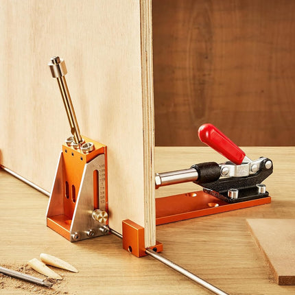 VEVOR Pocket Hole Jig Kit, 34 Pcs Pocket Hole Jig System with C-clamp, Fixture, Step Drills, Wrenches, Drill Stop Rings, Square Drive Bits, Toolbox, for DIY Carpentry Projects, Adjustable