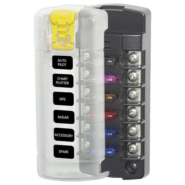 Blue Sea Systems 5035 ST Blade Fuse Block 6 Circuit Independent with Cover