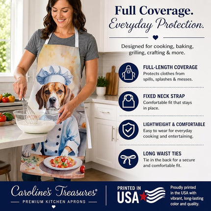 Caroline's Treasures Beagle The Chef Apron Cooking Kitchen Server Baking Crafts Gardening for Adult Women Men, Unisex, Large, Multicolor