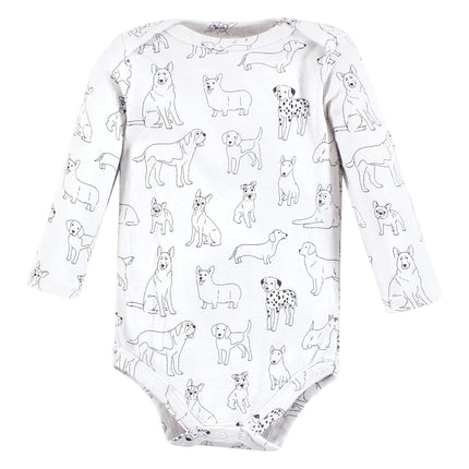 Hudson Baby Lot de 3 bodys en coton à manches longues pour bébé garçon, Chiens, 6-9 mois