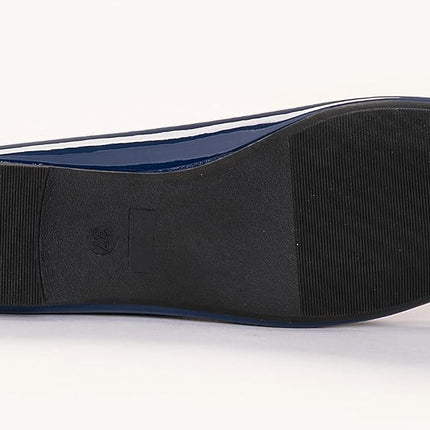 Feversole Women's Macaroon Colorful Memory Foam Cushion Ballet Flat Pumps Patent Navy