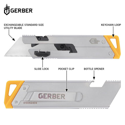 Gerber Gear EAB Slim Compact Utility Knife, Clips on Bag or Key Fob with Replaceable Blade with Bottle Opener for Daily Use, EDC Equipment with Box Cutter