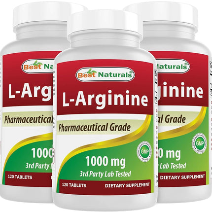 3 Pack - Best Naturals L-Arginine 1000 mg 120 Tabl