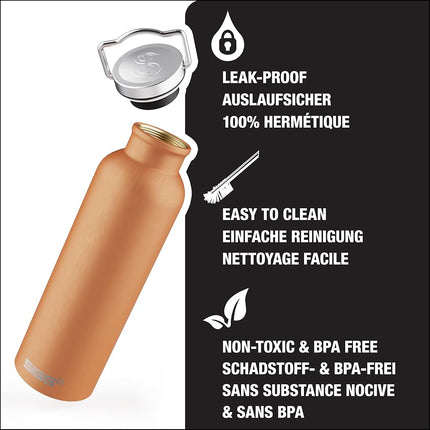 Sigg - Aluminium Water Bottle - Original Copper - Climate Neutral Certified - Suitable For Carbonated Beverages - Leakproof - Lightweight - BPA Free - 0.5 L