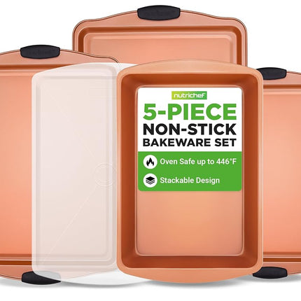 NutriChef 5 Piece Baking Pan Set, Nonstick Carbon 