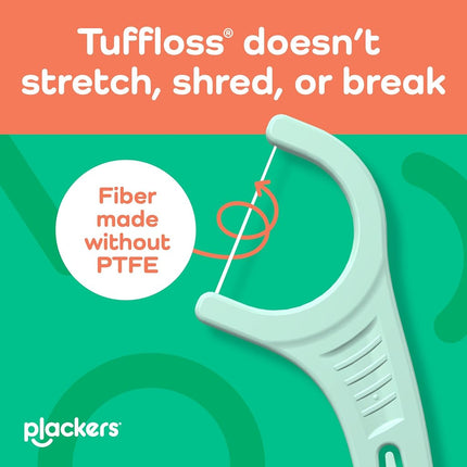 Plackers Micro Mint Dental Flossers, Fresh Mint Flavor, Fold-Out Toothpick, Super Tuffloss, Easy Storage with Sure-Zip Seal, 300 Count