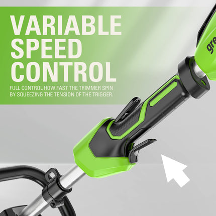 Recortadora de hilo inalámbrica Greenworks 40V de 15", batería de 2.0Ah y cargador incluidos