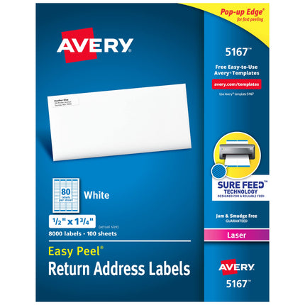 Avery 5167 Self-Adhesive Labels 8,000 Items White 
