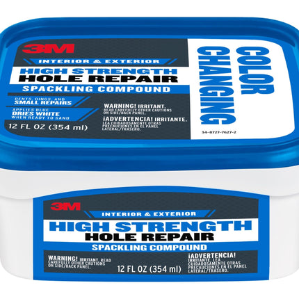 3M CC-12-DT High Strength Hole Repair Color Changing Spackling Compound, White, 12 Oz.