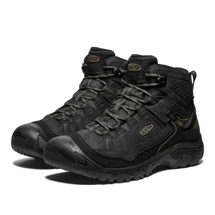 KEEN Men's Targhee 4 Mid Height Durable Comfortable Waterproof Hiking Boots, Black/Black/Black, 10.5 UK