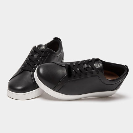 Fitflop Women's Rally Trainers - Soft Leather Tennis Sneakers - Comfortable, Lightweight with Natural Arch Support - Black - 4 UK