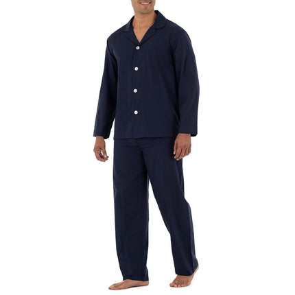 Fruit of the Loom Men's Long Sleeve Broadcloth Pajama Set, midnightblue, XL