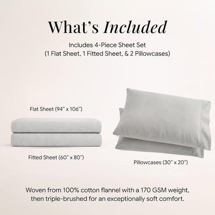 Tribeca Living FLSOEDSS Drap de lit profond en flanelle de luxe, grand lit, platine