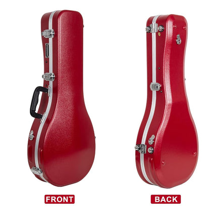 Crossrock A-Style Mandolin Case | ABS Molded Hardshell with Security Lock, Metal Feet, and Detachable Straps-Red (CRA862MARD)