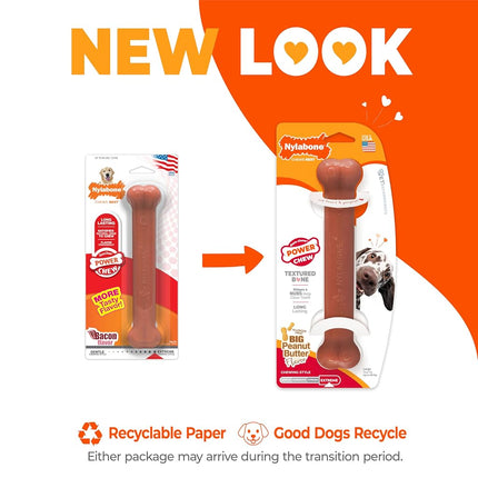 Nylabone Dura Chew Extreme Tough Dog Chew Toy Bone, Bacon Flavour, L, for Dogs Up to 23 kg,Brown