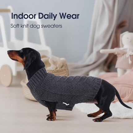 IECOii Dog Sweater,Dog Sweaters for Medium Dogs Girl and Boy,Thermal Knitted Dog Christmas Sweater for Cold Weather,Small Medium Dog Sweaters for Christmas Outfits,Pug,Dachshund Sweaters,Darkgrey-M