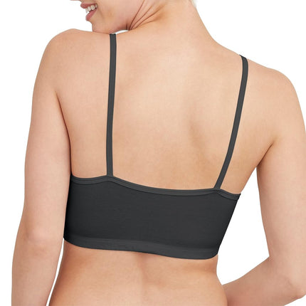 Hanes Women's Bralette, Breathable Pullover Bra, Crop Top, Solid Or Assorted, 3-Pack, Opaque, Black/Black/Black, XL (Pack of 3)