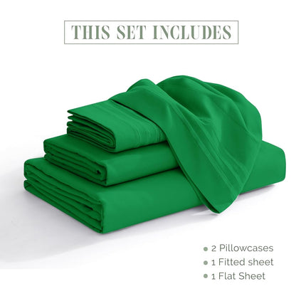 Elegant Comfort 4-Piece Bed Sheet Set - Luxury Bedding 1500 Premium Hotel Quality Microfiber, All Around Elastic 18-24 Inches Deep Fitted Sheet- Extra Deep Pocket Sheets, King, Emerald Green