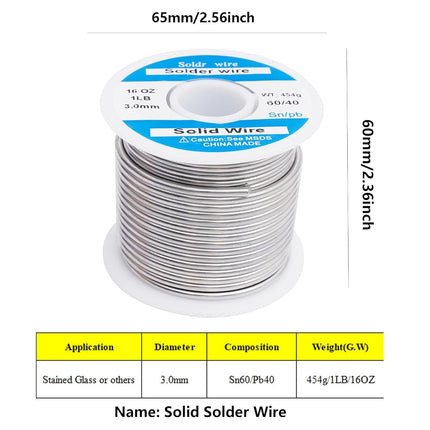 60/40 3mm Solder Wire Solid Core 454g/1LB for Stained Glass