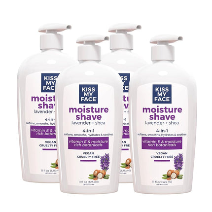 Kiss My Face Lavender & Shea Butter Moisture Shave, 11-Ounce Pumps (Pack of 4)