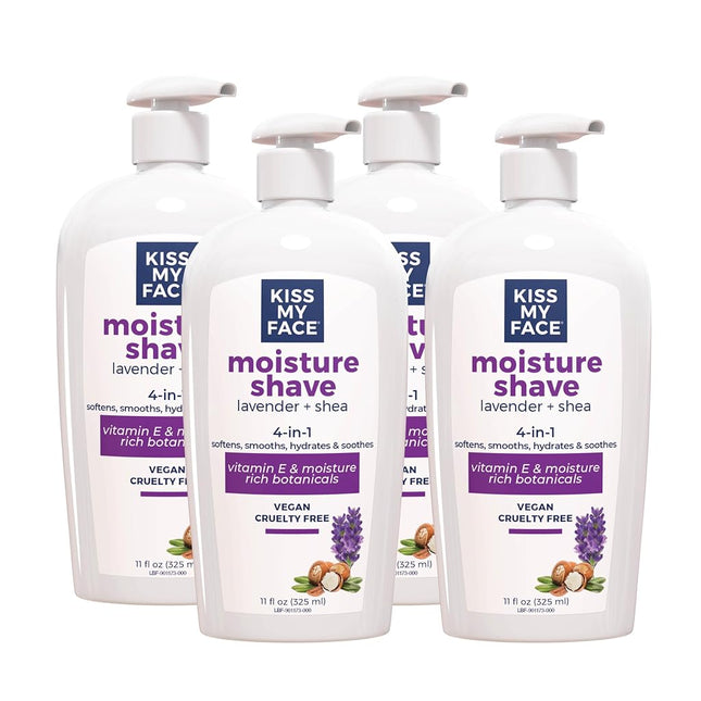 Kiss My Face Lavender & Shea Butter Moisture Shave, 11-Ounce Pumps (Pack of 4)