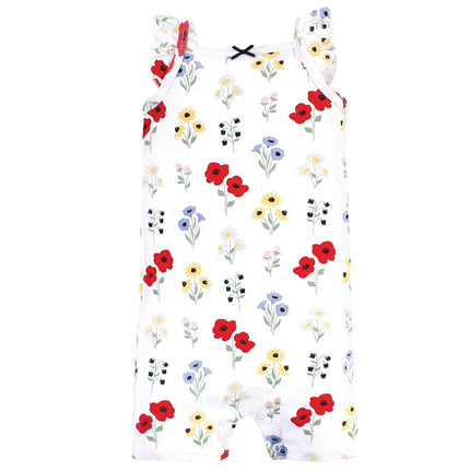 Hudson Baby Unisex Cotton Rompers, Wildflower, 0-3 Months