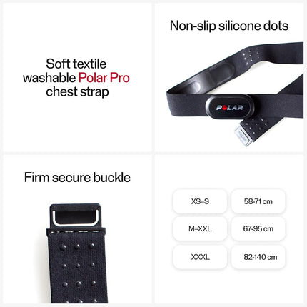 Polar Pro Chest Strap - Cinturón de monitor de frecuencia cardíaca (XS-S, Negro)