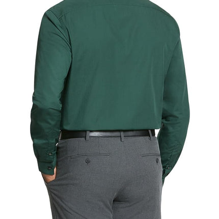 Van Heusen Men's Poplin Regular Fit Solid Point Collar Dress Shirt, Dark Leaf, 16" Neck 36"-37" Sleeve