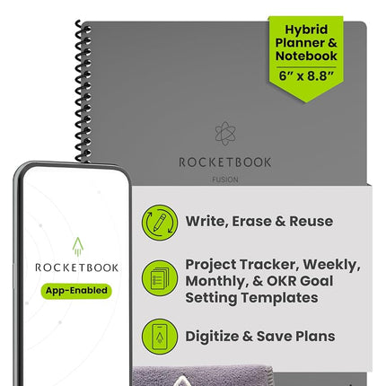 Rocketbook Fusion Smart Reusable Notebook- grey, E