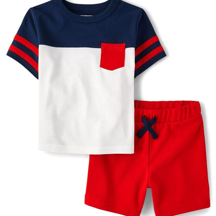 The Children's Place baby-boys And Toddler Boys Short Sleeve Top and Shorts, 2 Pc Set, Cupids Arrow, 9-12 Months