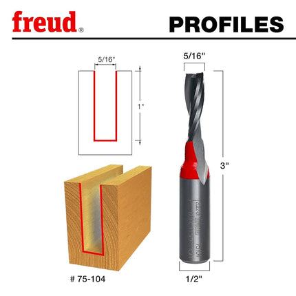 Freud 75-104 5/16-Inch Diameter 2-Flute Up Spiral Router Bit with 1/2-Inch Shank