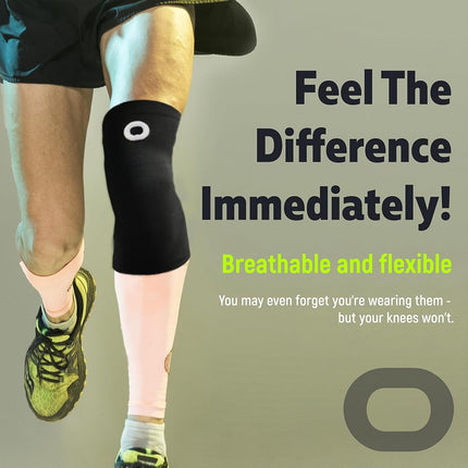 Genouillère de compression (paire) pour homme et femme – Pour la course, l'entraînement, l'haltérophilie et le sport – Soutien du genou pour le soulagement de la douleur au genou, les déchirures du ménisque et l'arthrite