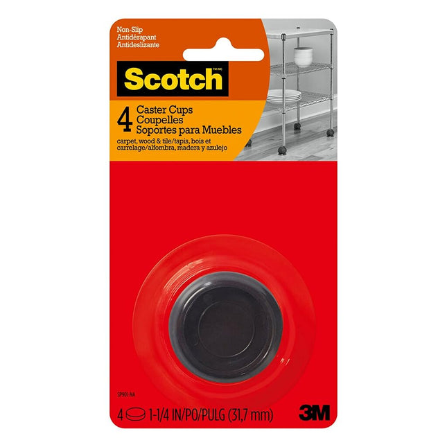 Scotch Adhesive Felt Pad Cups SP668-NA, Chair Leg Protectors for Hardwood Floors, Brown, 1.25-in, 4/Pack, 6-Packs Total
