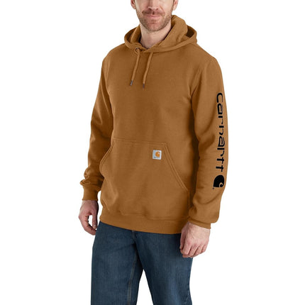 Carhartt Men's Midweight Sleeve Logo Hooded Sweatshirt (Regular and Big & Tall Sizes) Sweatshirt (Pack of 1), Carhartt Brown, XXL Tall