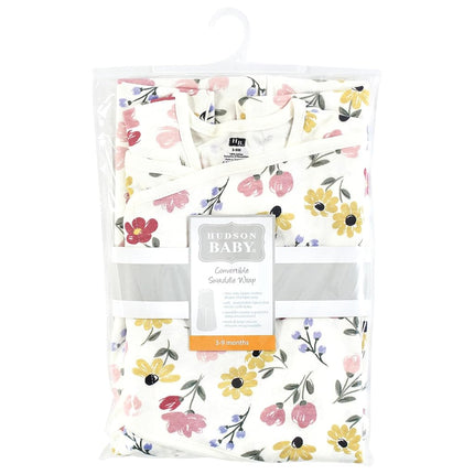Hudson Baby Unisex Baby Convertible Swaddle Sleep Sack, Soft Painted Floral, 3-9 Months