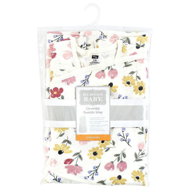 Hudson Baby Unisex Baby Convertible Swaddle Sleep Sack, Soft Painted Floral, 3-9 Months