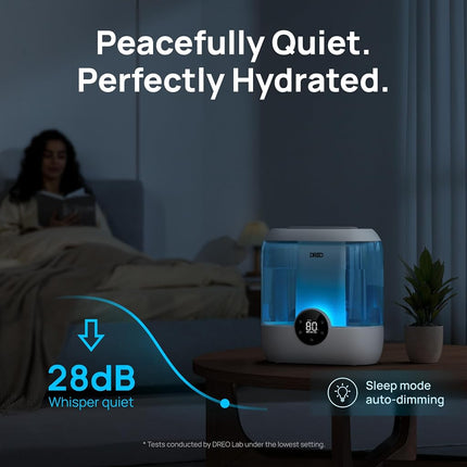 Humidificador DREO de 6L para dormitorio, humidificador ultrasónico de vapor frío supersilencioso y de gran tamaño con difusor, 60 horas de funcionamiento para el hogar, la guardería, las plantas, azul