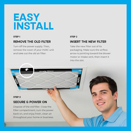 Simply Filters 16x25x2 MERV 8, MPR 600, Air Filter (6 Pack) - Actual Size: 15.5"x24.5"x1.75" HVAC, AC Furnace Air Filter