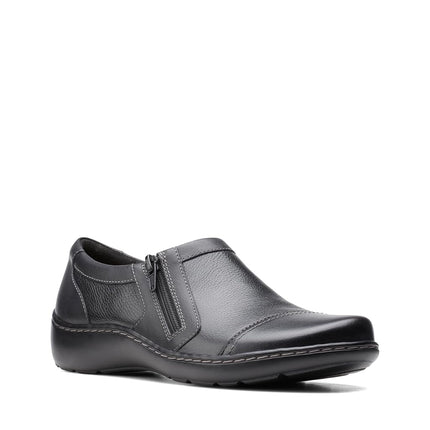 Clarks - Womens Cora Giny Shoes, 7 UK Narrow, Black Tumbled