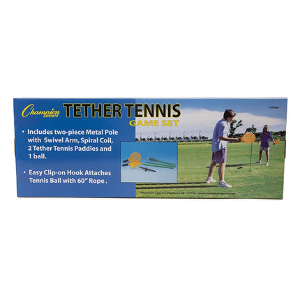 Champion Sports Tetherball Tennis: Swingball Outdoor Lawn Game for Kids, Adults, and Families - Backyard Tether Kit with Tennis Ball and Paddle Set