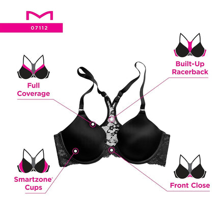 Maidenform Women's Pure Genius T.back Plain Everyday Bra, Black, 36D (Manufacturer Size: 95D)