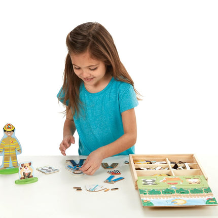 Melissa & Doug Occupations Magnetic Dress-Up Wooden Dolls Pretend Play Set