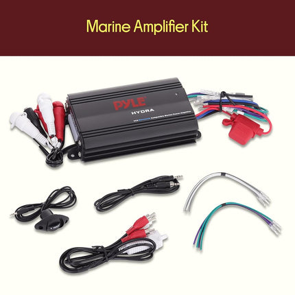 Pyle 4 Channel Marine Amplifier - 1200W RMS Bluetooth Waterproof Boat Amp