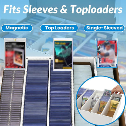 Trading Card Box for 3950 Cards, 5 Rows Cardboard Box for TCG, Pack of 4