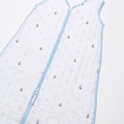 Hudson Baby Unisex Baby Muslin Cotton Sleeveless Wearable Sleeping Bag, Sack, Blanket, Anchor, 0-6 Months