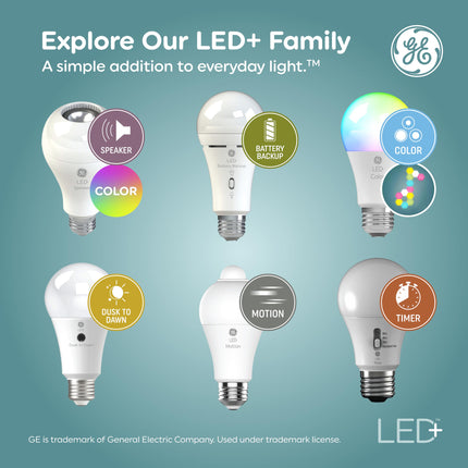 Luz GE LED+ con sensor de movimiento, luces nocturnas con sensor de movimiento para interiores, blanco suave, luz de techo de repuesto de 100 vatios, luces de seguridad para baños, dormitorios y pasillos