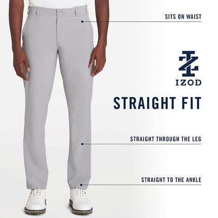 Pantalones Izod Golf Swingflex Fit de Hombre Casual, Frente Plano, Negros Rectos, 40W x 32L
